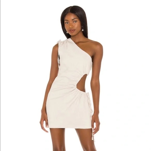 Camila Coelho Sienna Cutout Linen Blend Mini Dress In Sand Beige Size Small - Picture 1 of 7